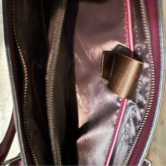 Brand New Elegant Plum Structured Tote Bag with Silver Hardware - Picture 8 of 13